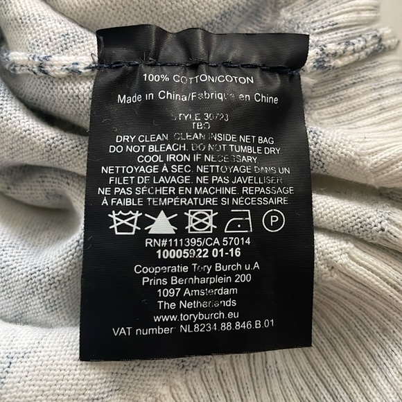 Tory Burch tropical print navy blue white/cream cotton cardigan - Picture 16 of 17